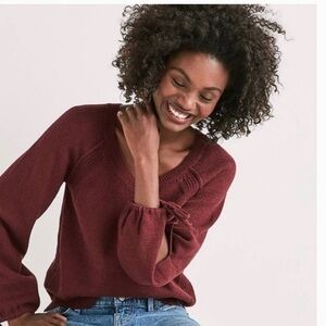 New Lucky Brand Burgundy Long Sleeve With Split Opening Arms Sweater With Tags